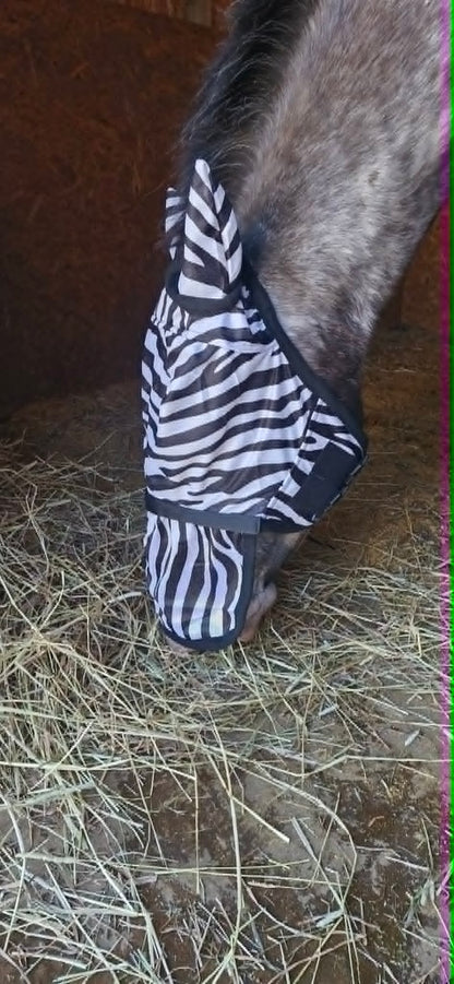 Hy Equestrian Zebra Fly Mask with Ears and Detachable Nose