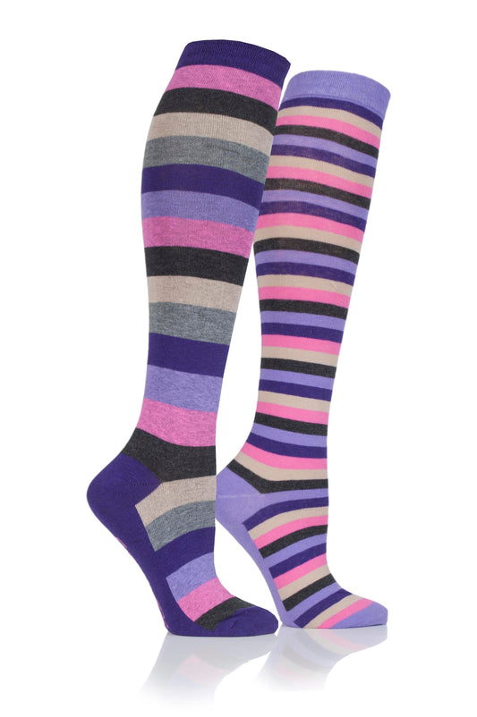 Storm Bloc Ladies Kelso Socks PURPLE STRIPE TWIN PACK image 0